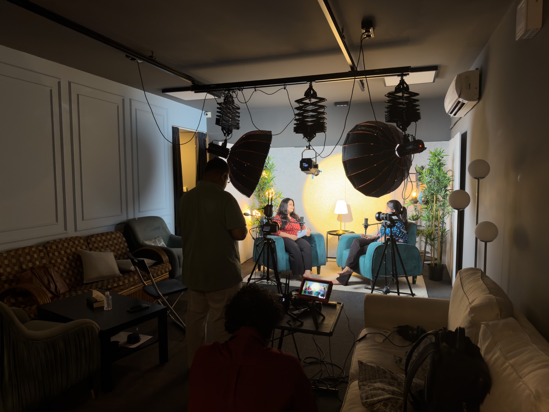 Behind the scenes of a podcast shoot